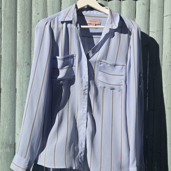Philosophy Tops - Philosophy Blue Striped Button Down Shirt